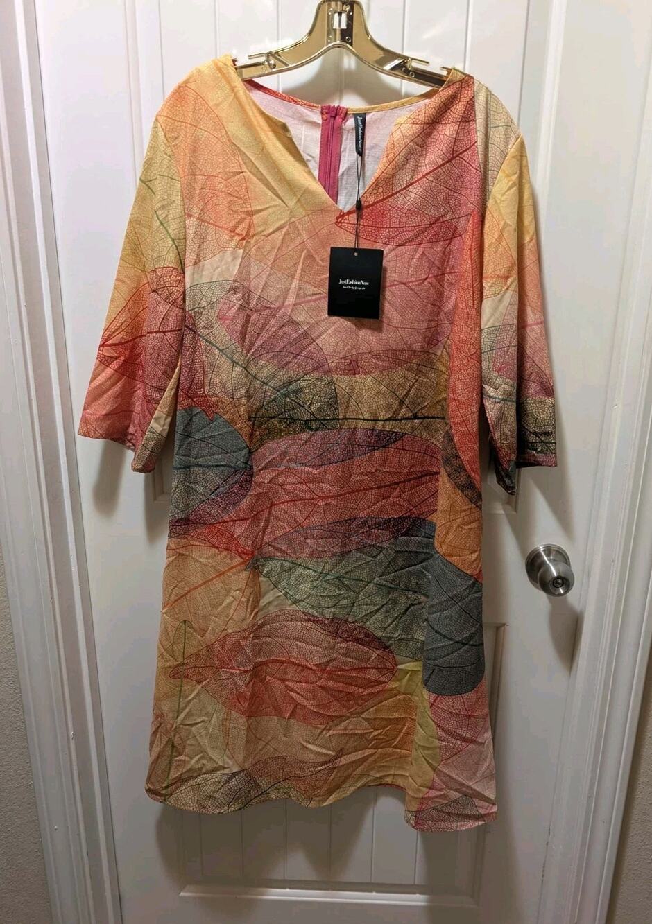 NEW! Just Fashion Now Multicolor Linen Dress Summer Spring V-Neck Dress Size XL